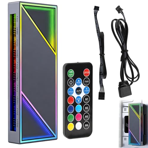 ARGB Fan Hub with Controller, Magnetic 12 Ports 4-Pin PWM Fan Connector, 12 x 5V 3-Pin ARGB Ports, RGB Fans Hub for PC Case with Strong Magnetic Base SATA Power Remote, Adjustable Speed