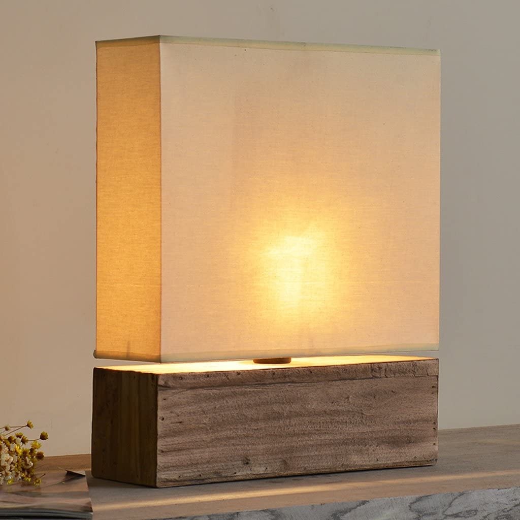 Lampada da tavolo rettangolare semplice e moderna, paralume quadrato in tessuto, lampada da lettura per ufficio, lampada da lettura, E27