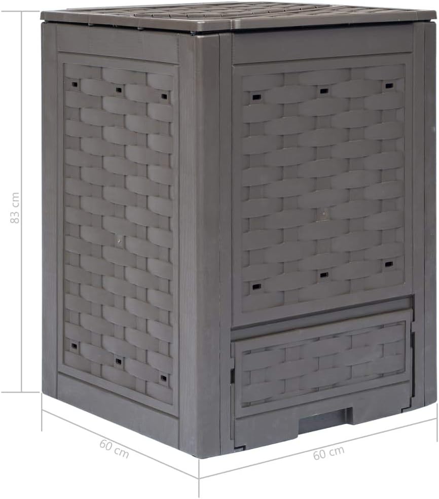 Compost Bin, Garden Composter with Better Aeration System, Made from Recycled Plastic, Easy Assembling, Sturdy, Outdoor Compost Tumbler Brown 23.6"x23.6"x32.7"