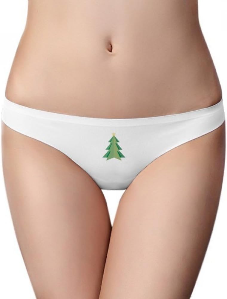 DIYthinker Abstract Christmas Tree Origami Pattern Brief Women G-string Underwear T-back Breathable Cool Soft Panty