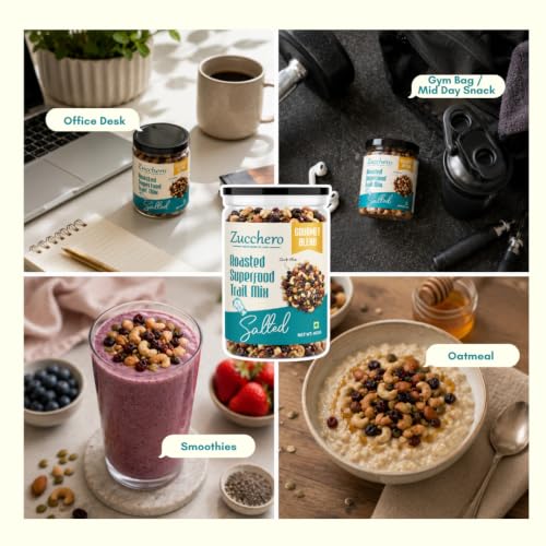 Image of Zucchero Trail Mix Superfood (400g) - 17 in 1 Roasted & Salted Nut, Seed & Berry Ultimate Blend | Oil Free | Extra Crunch | Zero Cholesterol | Protein Dense | Fitness Mix | Club Mix