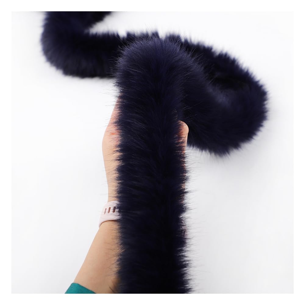 Rockreyoa Faux Fur Border Fluffy Faux Fur Ribbon Plush Trim Fabric Border Handmade Material for Slippers Costumes Crafts Coats Gift Decoration Navy Blue 1 m