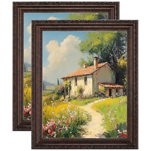 eletecpro 8x10 Vintage Picture Frame, Glass Cover, Brown, 2-Pack
