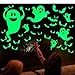 LUDILO 35Pcs Halloween Decorations Halloween Decals Wall Stickers Halloween Glow Stickers Glow in the Dark Stickers Bats Luminous Ghost Peeping Eyes Halloween Decor for Kids Room