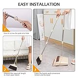 XXFLOWER Long Handle Dustpan and Brush Sets, Broom and Dustpan Set with Comb Teeth, Sweeping Brush Set Tall for Indoor Kitchen Floor Sweeping Pet Dog Hair, Household Cleaning Supplies (Beige Brown) - Image 3
