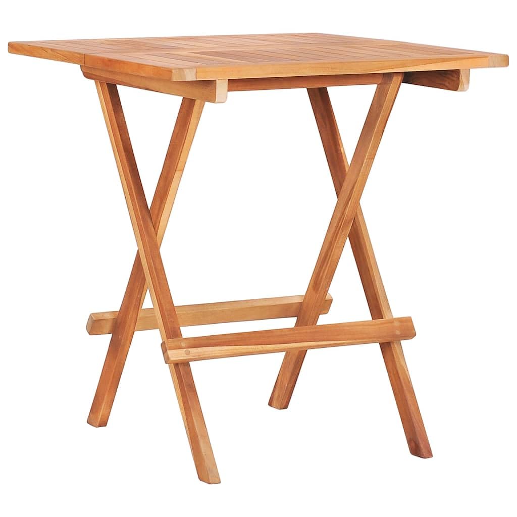 Juego de 3 piezas de madera maciza de teca con mesa y sillas plegables, incluye cojín de asiento para jardín, terraza o comedor