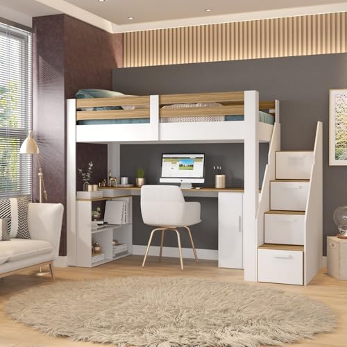 Cama Office Multifuncional Solteiro Adulto Star Plus Casatema MadeiraOriginals Branco/Montana
