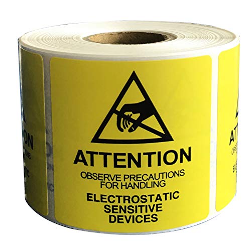 FirstZi Static Warning ESD Label Stickers (500 Roll)