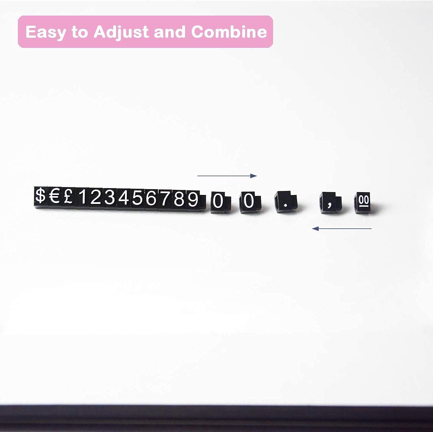 Étiquettes de prix Cubes d'affichage de prix Réglables Compteur de numéro Support Étiquette Prix de vente Blocs 170 Pièces pour Bijoux Anneau de surveillance Affichage Kit, Noir