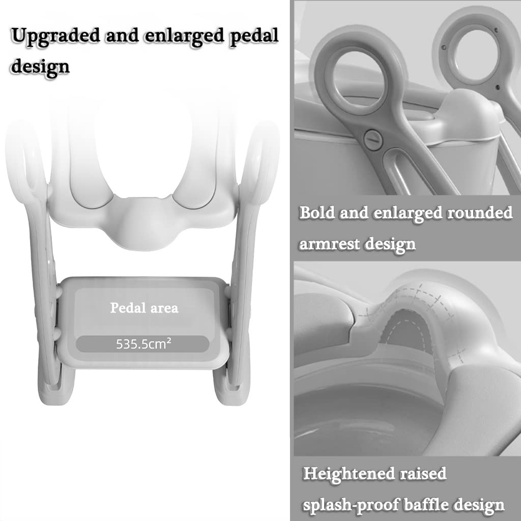 Topfchentrainer Mit Leiter Einstellbar Toilettensitz Mit Treppe Mit PU-Kissen, Zusammenklappbar Toilettentrainer Mit Treppe Für Jungen Und Mädchen, Belastbarkeit 80kg