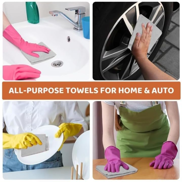 Image of E-COSMOS Microfiber Cleaning Cloth Roll, 20 Pack - 25x25 cm Reusable & Washable Tear-Away Kitchen Towels - Soft Lint-Free Multi-Purpose Cloths for Home, Office, Car, and Electronics (Grey)