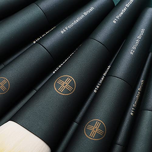 Eigshow Makeup Brushes 18Pcs Professional Makeup Brush Travel Set With Eco Cylinder 2Cups Holder, Premium Synthetic Foundation Powder Concealer Blush Blending Eye Lip Brush Kit - Cruelty Free #TOP3