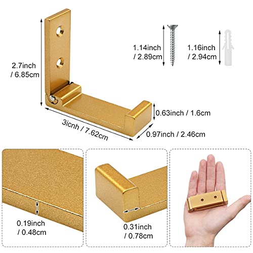 Folding Coat Hooks, Wall Hanging Hooks - Waawee 5Pcs Aluminium Alloy Folding Clothes Hook, Foldable Aluminum Alloy Single Towel Hook ​For Bathroom, Bedroom And Fitting Room (Golden #TOP1