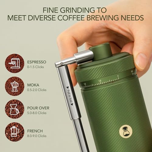 Image of TIMEMORE S3 Manual Coffee Grinder with External Adjustment and Stainless Steel Patented Burr,Hand Coffee Grinder High Presicion Premium Expresso Coffee Grinder Chestnut S3 - Green