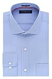 Tommy Hilfiger Men's Regular Fit Non Iron Fineline Stripe, Stream, 17.5' Neck 34'-35' Sleeve