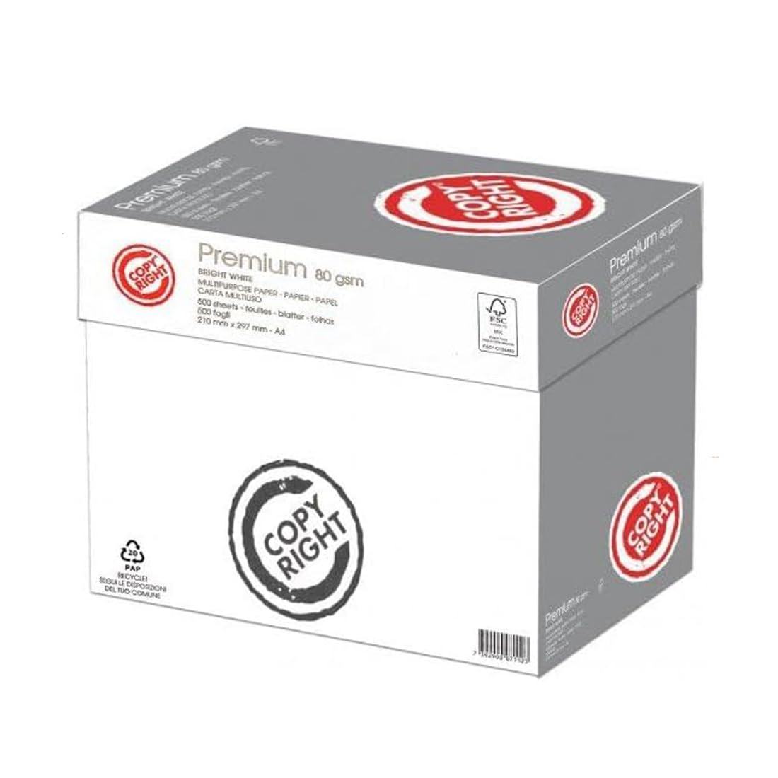 Carta Economica A4, 80 g/mq, 500 Fogli, Bianco CIE 162