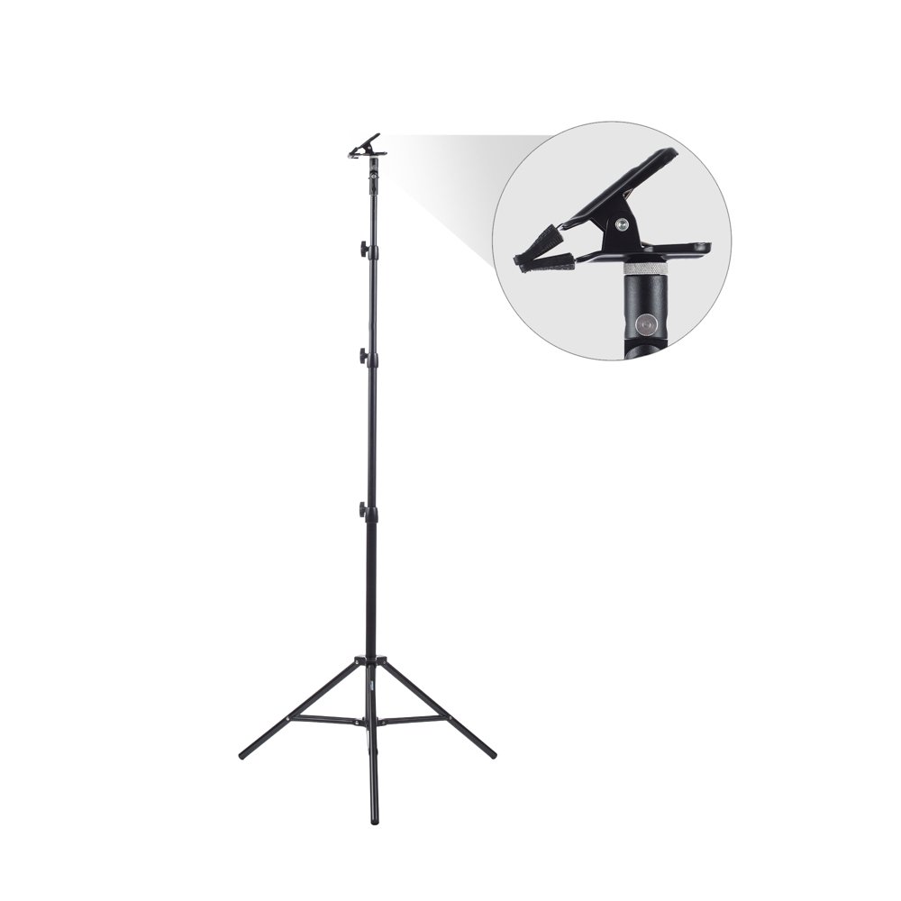 Fovitec8'3" Heavy Duty Spring Cushioned Collapsible Background Stand Kit with Clamp for Pop Up Backdrops, Chroma Key Green Screens, Foldable Disc Reflectors, and Accessories