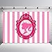 VIDMOT Pink White Stripes Backdrop Doll Head Photo Frame Glamour Girl Photography Background Christmas Party Decor 7x5ft Pink Party Backdrop Photo Booth Banner for Cake Table Supplies LSVV1009