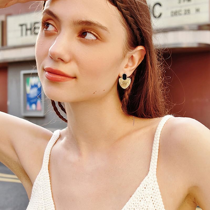 24K Gold Plated Heart Earrings, S295 Silver Needle Heart-Shaped Pendant hypoallergenic4