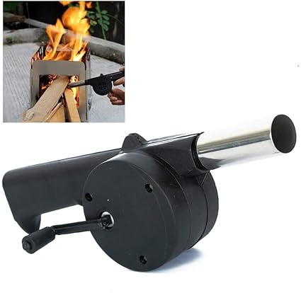 BBQ AIR BLOWER Air Blower Fast Fire Starter Portable Outdoor Cooking Portable Hand Crank Powered Barbecue BBQ Fan Air Blower Fan for Charcoal Grill BBQ Campfire Fireplace (Black)