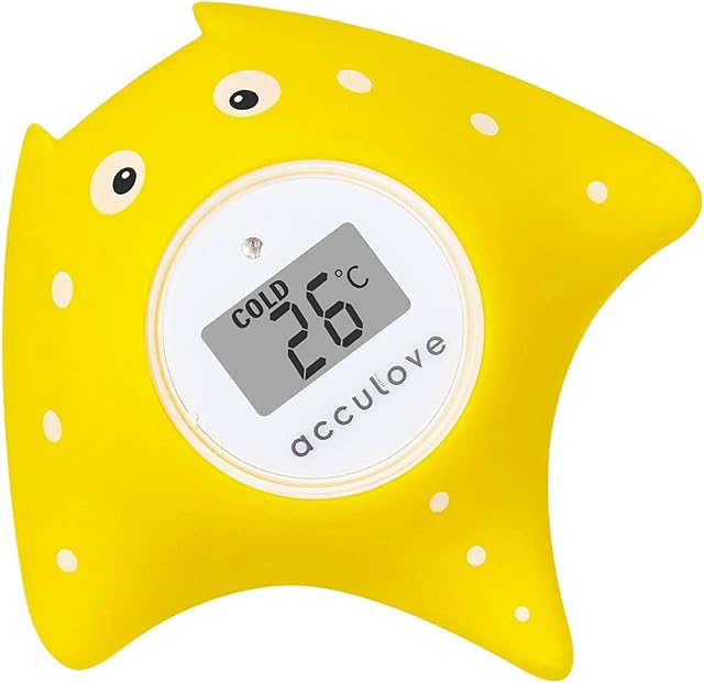 Bath Thermometer Baby Safety and Floating Bathtub Temperature Thermometer Yellow Fish Authorized by Acculove