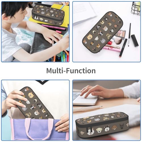Image of Cute Puppy Dog Pencil Case Aesthetic Large Capacity Pen Pouch | Storage Bag with Compartments for Travel School Office Organizer
