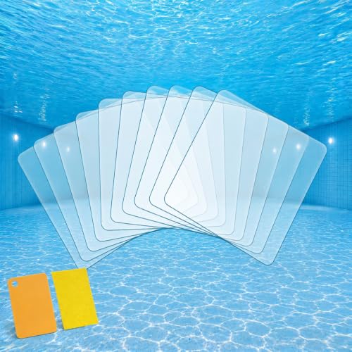 10pcs Self-Adhesive Underwater Pool Patch Repair Kit - 4in x 4in Clear TPU Vinyl Pool Liner Patch Kit for Above Ground Pools &Ground Clear Inflatable Swimming Pool