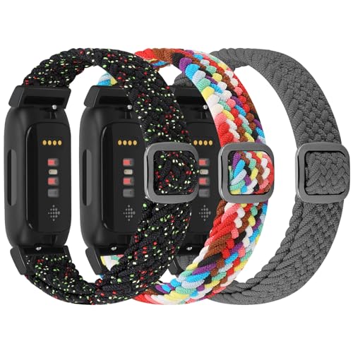 WolliLe Braided Watch Bands Compatible with Fitbit Inspire 3/2/HR/Ace 3/2, Soft Adjustable Nylon Loop Elastic Strap Sport Replacement Wristbands for Women Men by WolliLe - Used condition - Image 2