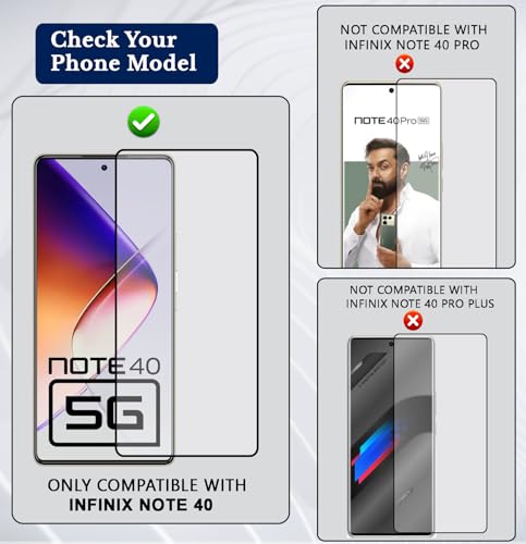 Image of Premium Tempered Glass Screen Protector Guard Compatible For Infinix Note 40 5G (6.78 Inch, Pack of 1) | Edge to Edge Coverage With Easy to installation kit for Smartphone
