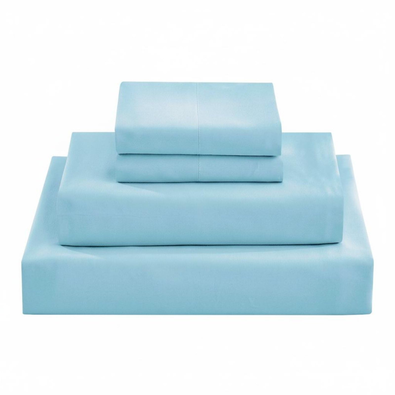Parure de lit 4 pièces bleu brume complet avec draps et taies d'oreiller Qianly