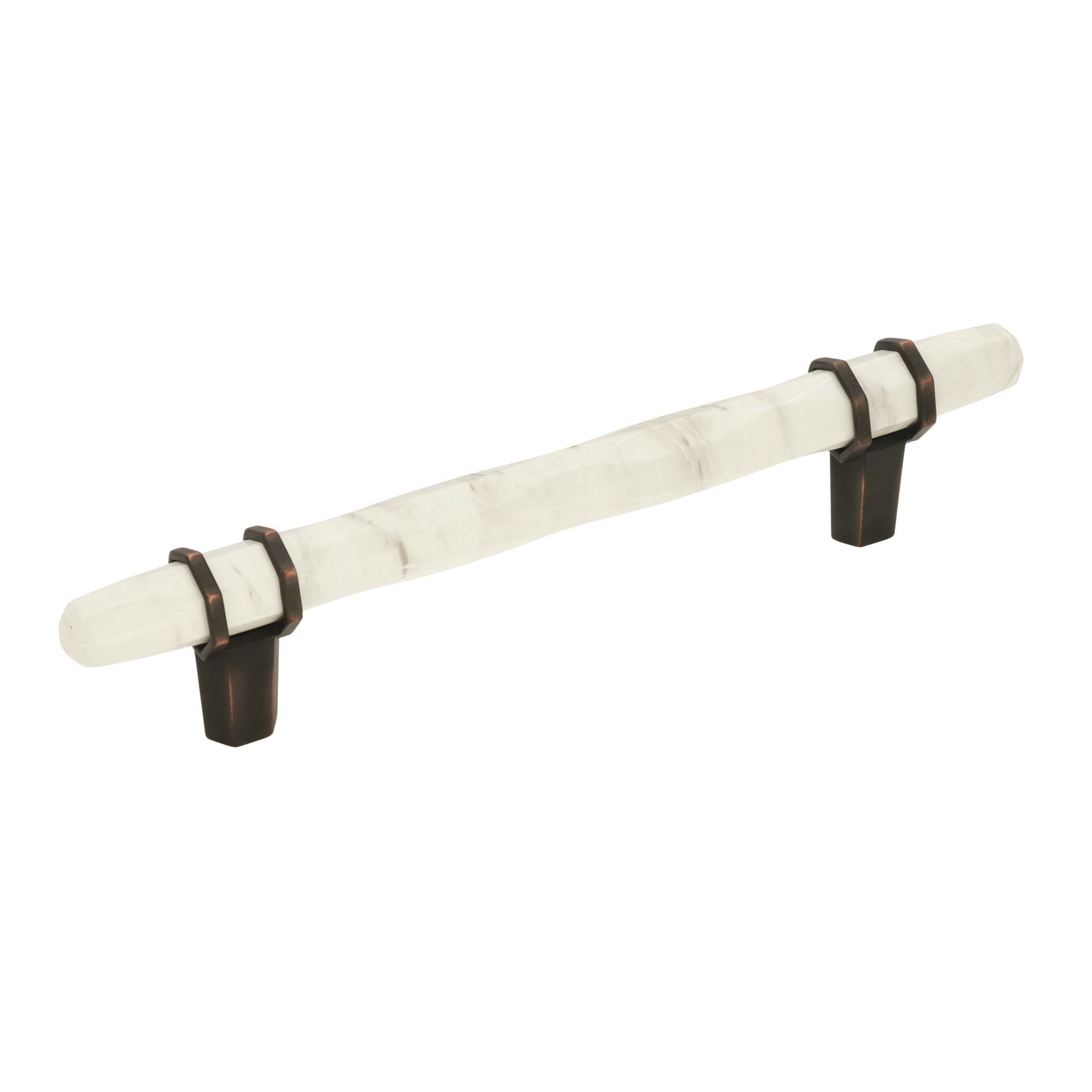 Amerock | Cabinet Pull | Marble White/Oil-Rubbed Bronze | 5-1/16 inch (128 mm) Center to Center | Carrione | 1 Pack | Drawer Pull | Drawer Handle |
