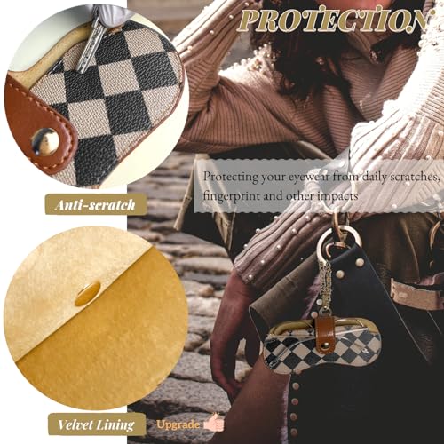 Image of Eyewear Clutch Glasses Case with Clip Soft Leather Sunglasses Bag