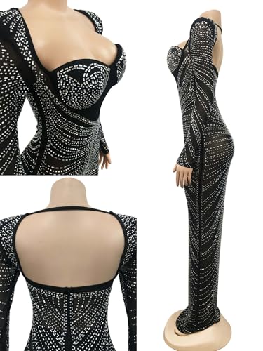 Image of Women's Sequin Prom Dress Elegant Evening Gowns(Black,XXL,6023)