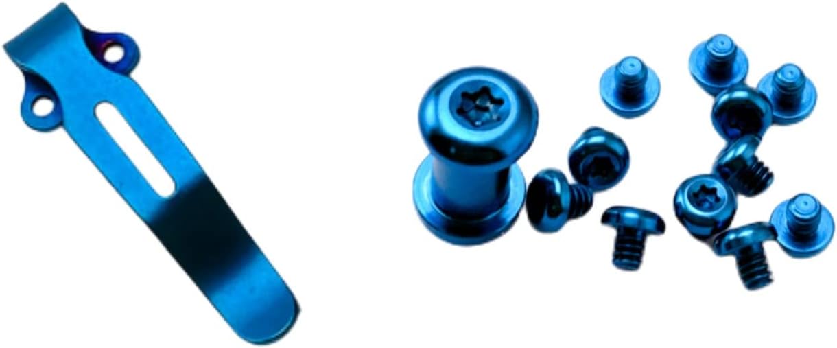 1x Blue Deep Carry Pocket Clips Stainless Steel Attachments +Titanium Screws Pivot