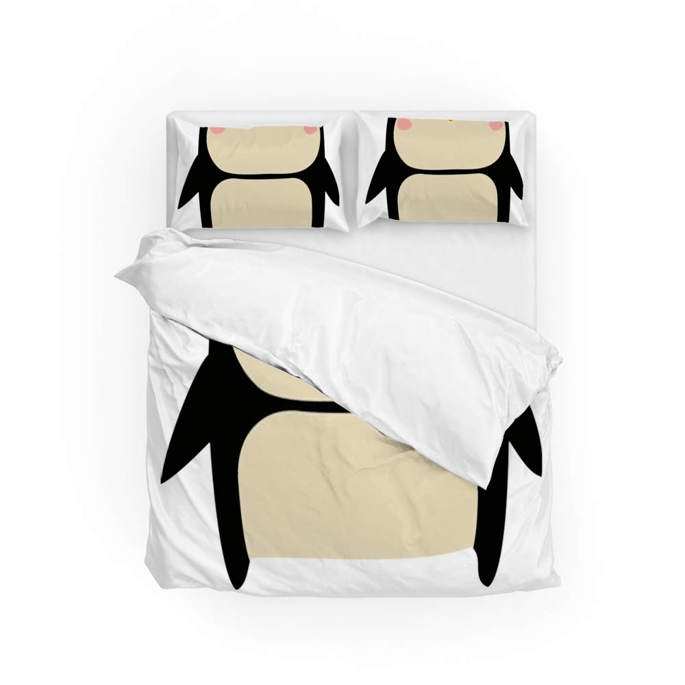 Parure de lit pingouin haut de gamme en tissu polyester avec housse de couette et taies