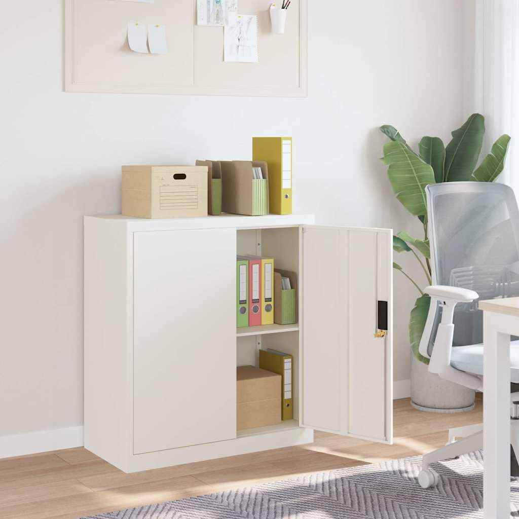 Armadietto portadocumenti bianco in acciaio verniciato a polvere, 79 x 40 x 90 cm, con serratura per raccoglitori, documenti, ufficio, casa, con ripiano e supporto da parete