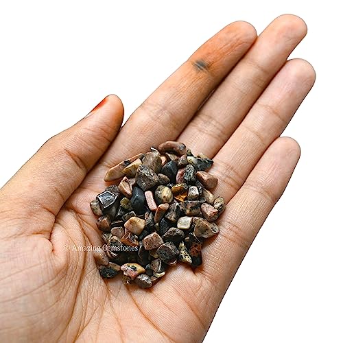 Image of Amazing Gemstone Rhodonite Crystal Chips Aquarium Gravel Rocks - 1000+ Carat Bloodstone Chips Bulk Fish Tank Gravel, Small Tumbled Stone Chips and Tiny Crystals for Decoration (AAA Grade Gemstones)