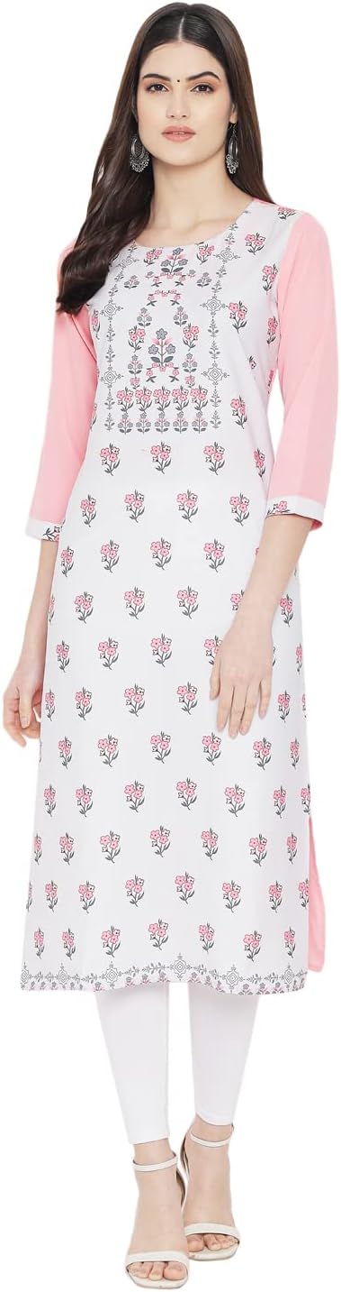 1 Stop FashionWomen's Crepe Straight Kurta
