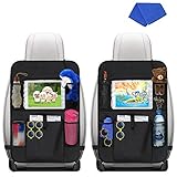 ❁ Langlebiges Material: Jooheli Auto rückenlehnenschutz aus 600D Oxford-Stoff, Mesh und umweltfreundlichem wasserdichtem PVC. Robuste und langlebige Eigenschaften verleihen dem Auto rückenlehnenschutz eine super lange Lebensdauer. Perfekt, um Ihre Sitze vor Kratzern, Kratzern, Schlamm und Schmutz zu schützen und abgenutzt. Wenn die Rücksitzorganisatoren verschmutzt sind, können Sie sie mit einem feuchten Handtuch reinigen (Produkt enthält Handtücher).