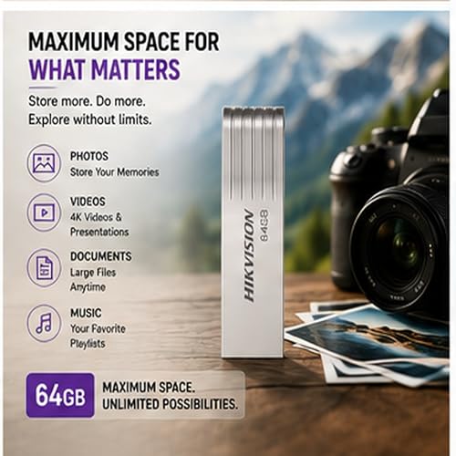 Image of HIKVISION M225 64GB USB 2.0 Metal Pen Drive | Compact & Durable Flash Drive for Laptop and PC