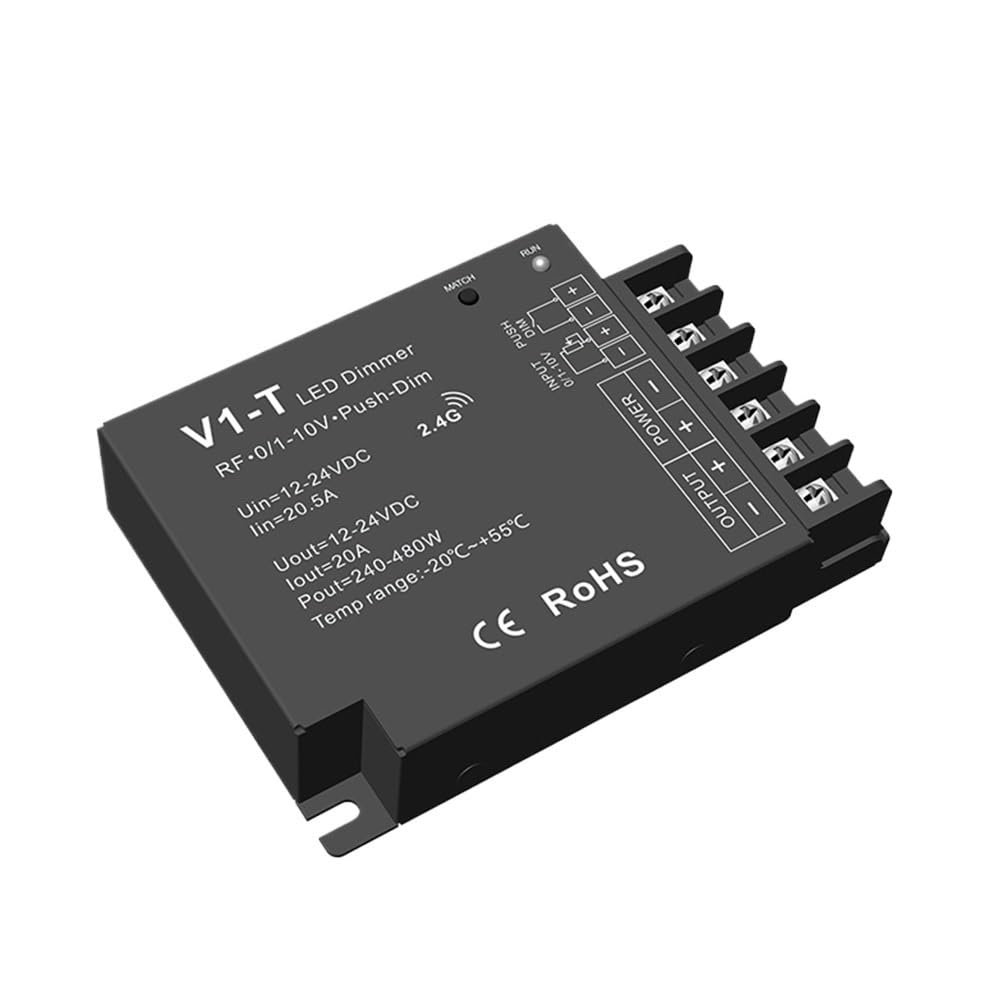 DC12-24V 0-10V PWM 20A LED Dimmer 3-in-1 V1-T RT1 R1 Monochrome Light Controller for Monochrome Light Strips(R1)