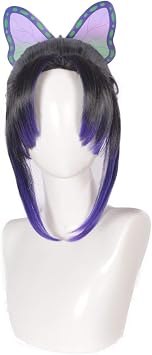 Anime Cosplay Purple Wig Short Wig with Hair Ornament, Heat Resistant Wig for Disguising, Cosplay Wig, Cultural Festivals, School Festivals, Events, Wig Net Included