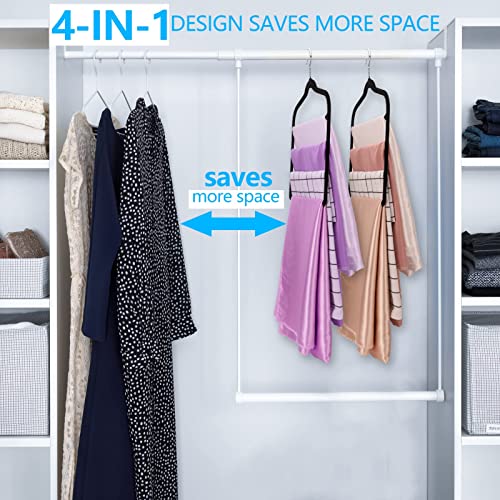 Velvet Pants Hanger Space Saving Non-Slip Pants Rack Hanger, Skirt Hangers Multiple Layers 360° Swivel Hook Velvet Clothes Hanger Closet Organizer For Jeans, Scarf And Tie, 2-Pack, Black #TOP1