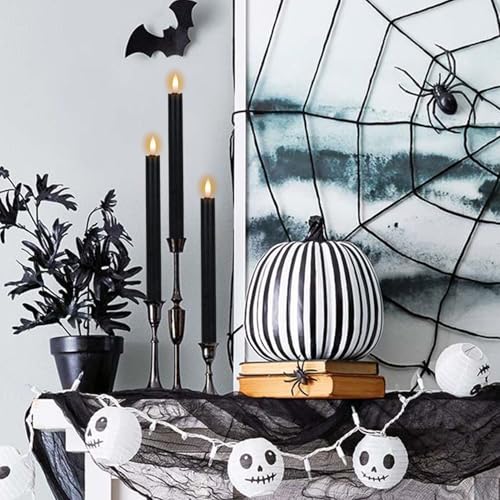 Image of Wondise Halloween Black Flameless Taper Candles with 6H Timer