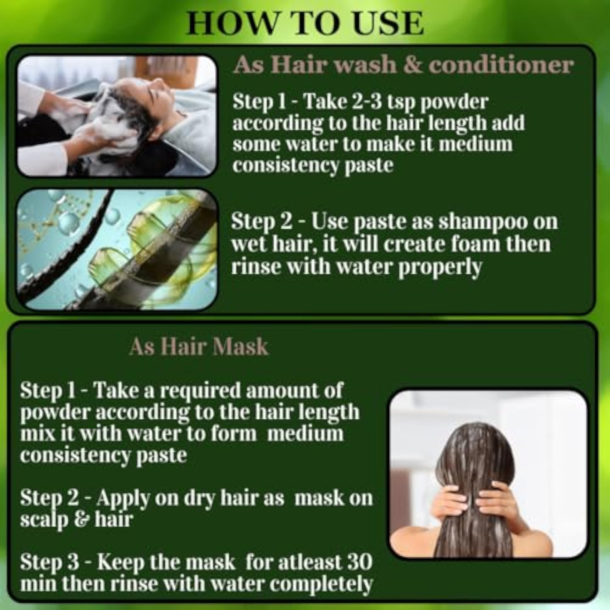 Herbal Hair Shampoo Powder, 3-in-1 Treatment