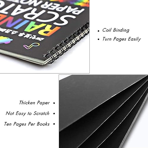 Image of SEREBRUM A4 Size Scratch Art Books for Kids,Rainbow Magic Scratch Paper Black Scratch it Off Art Crafts Notes Boards Sheet with Wooden Stylus - Pack of 1