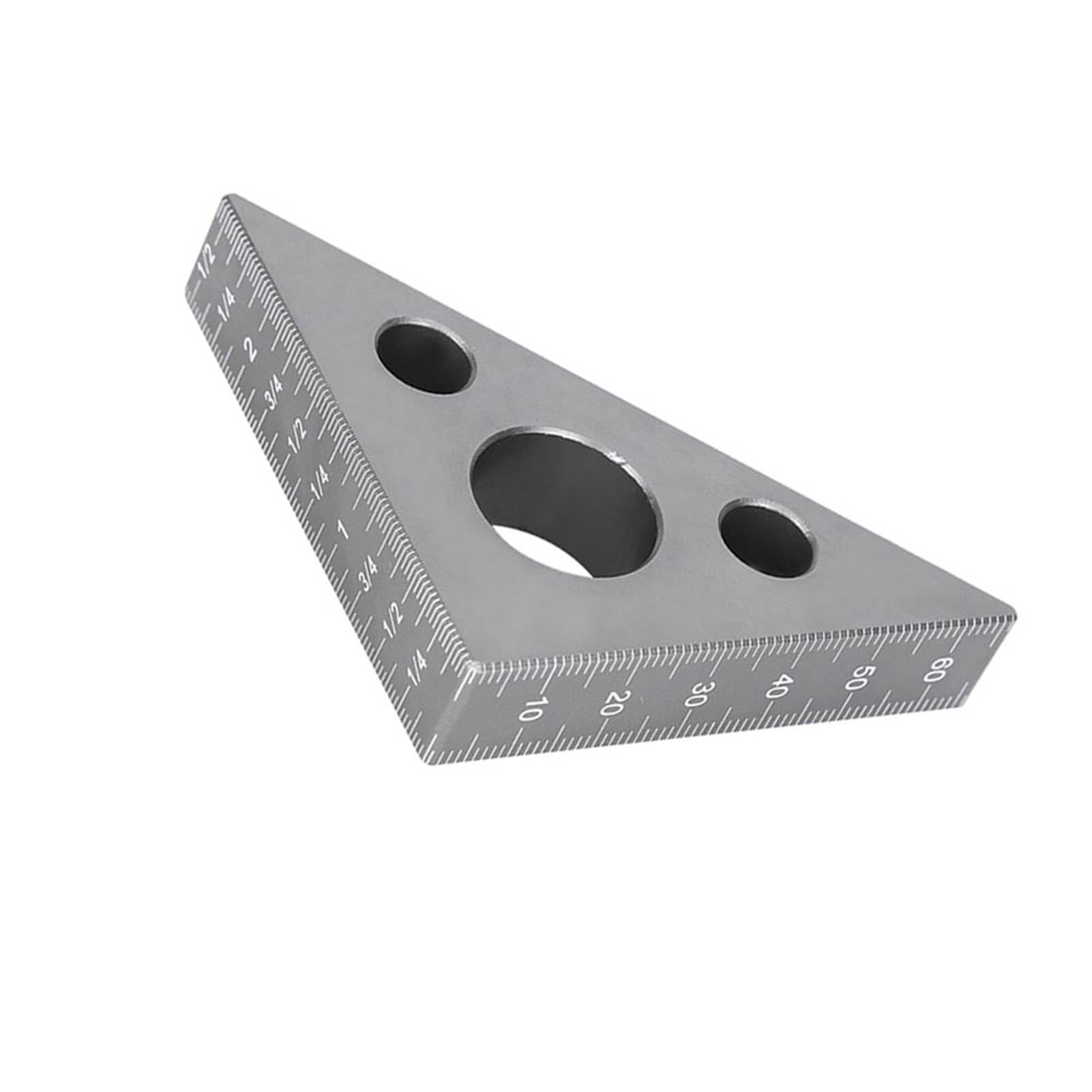 Righello Triangolare in Lega di Alluminio con Finitura Satinata, Calibro ad Angolo retto 45/90 Gradi, Dimensioni compatte