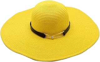 Mujeres Summer Sun Hat Unisex Panamá Gat de Capa de la Playa de Paja (Color: Amarillo)