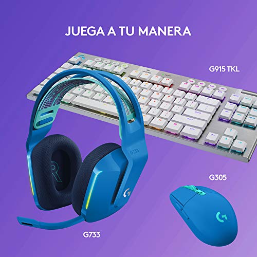 Logitech G733 Lightspeed Auriculares con Micrófono Inalámbricos para Gaming con Diadema con Suspensión, LIGHTSYNC RGB, Tecnología de Micrófono Blue Vo!CE, Ligeros, 29h de batería - Azul - imagen 8