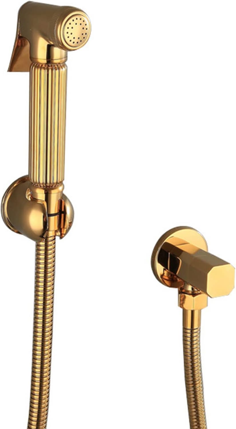 HandheldSprayer for Toilet Brass Portable Baby Cloth Diaper Sprayer Gold Hand Held ToiletSprayer Head withHose and Bracket, for Feminine Wash, Pet Washing